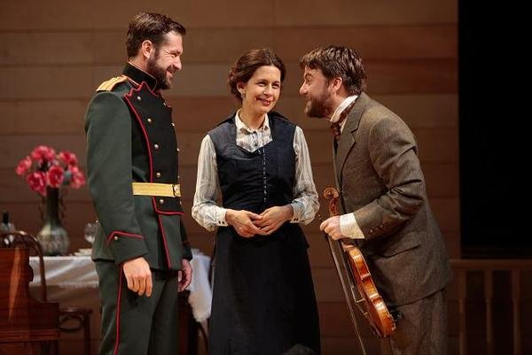Manoel Felciano in Three Sisters with Stevie Ray Dallimore and Jessica Hecht. Photo: T. Charles Erickson